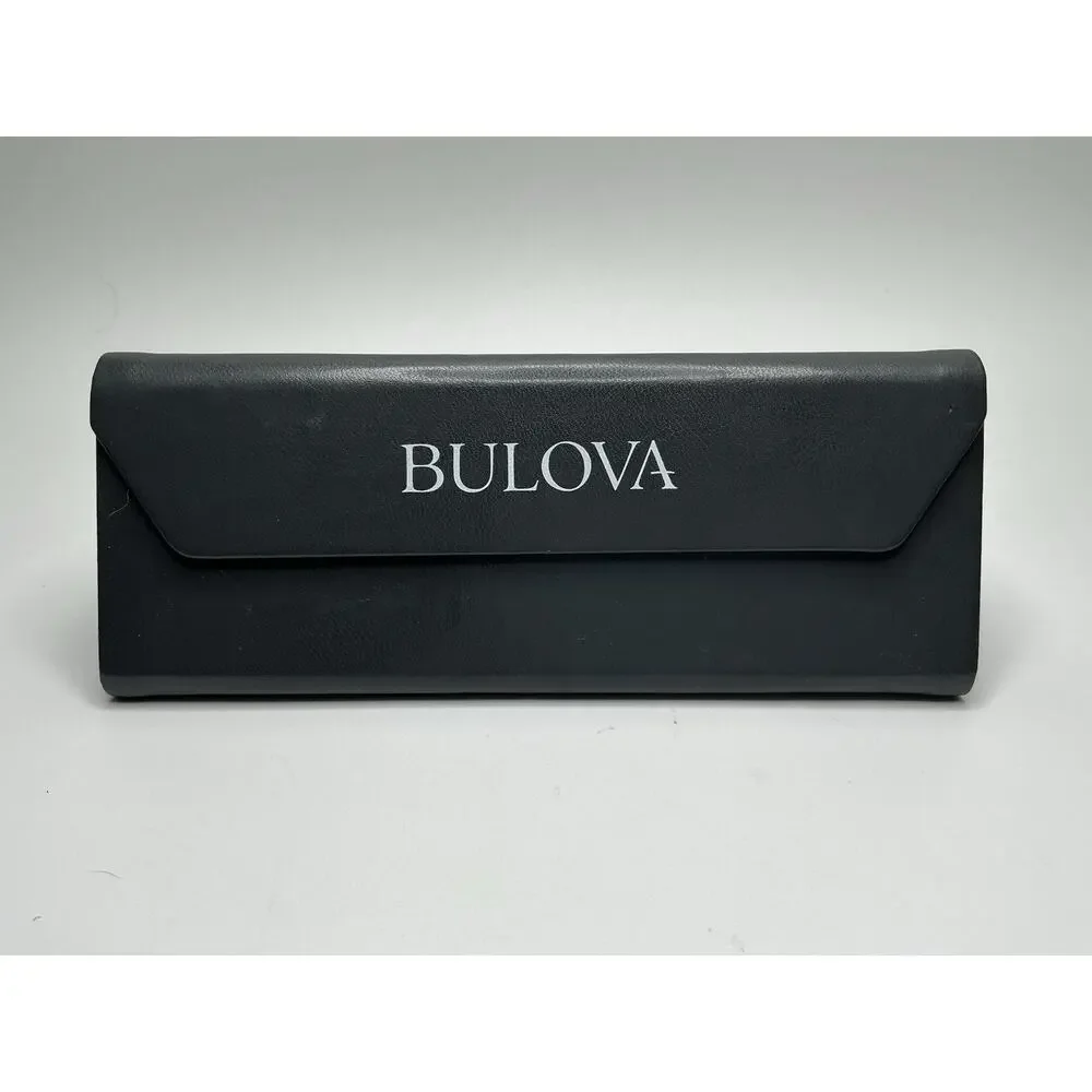 BULOVA Eyeglass/Sunglass Leather Magnetic Hard Case, Charcoal‎ Gray- Empty